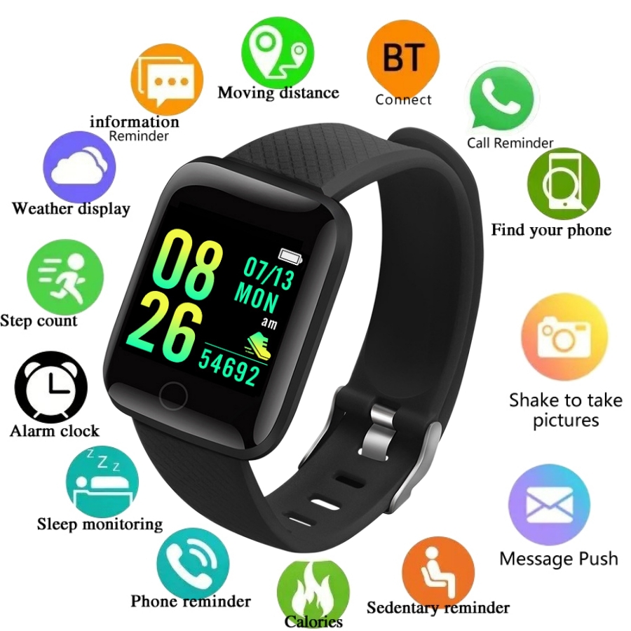 Smartwatch Watches For Girls - สมาร์ทวอท์ชมัลติฟังก์ชั่นสำหรับผู้ชายผู้หญิงเด็กและผู้หญิงข้อความเตือนควบคุมเพลง D13แคลอรี่บันได116บวก