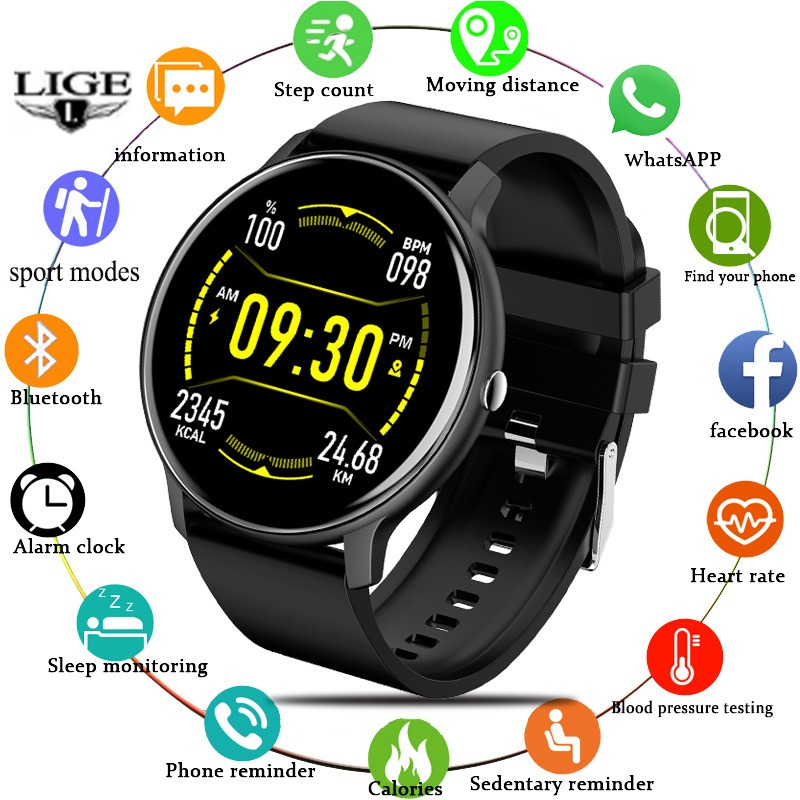 Smartwatch Watches Brands For Women - นาฬิกาอัจฉริยะแบรนด์ LIGE สำหรับผู้หญิงและผู้ชาย เหมาะเป็นของขวัญ นาฬิกาสปอร์ตสำหรับออกกำลังกาย ตรวจวัดอัตราการเต้นของหัวใจ