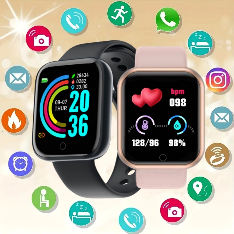 Smartwatch Watches For Girls - นาฬิกาสมาร์ทวอทช์สายรัดข้อมือฟิตเนสสมาร์ทวอท์ชสำหรับผู้ชาย, นาฬิกาเตือนความจำควบคุมเพลงได้ Y68 D20