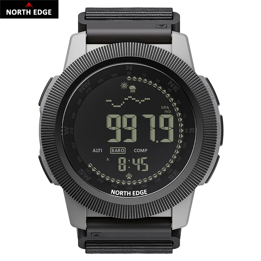 Altimeter Compass Watch - นาฬิกาทหารดิจิทัลสำหรับผู้ชาย NORTH EDGE APACHE-CF กีฬากลางแจ้ง เรืองแสง