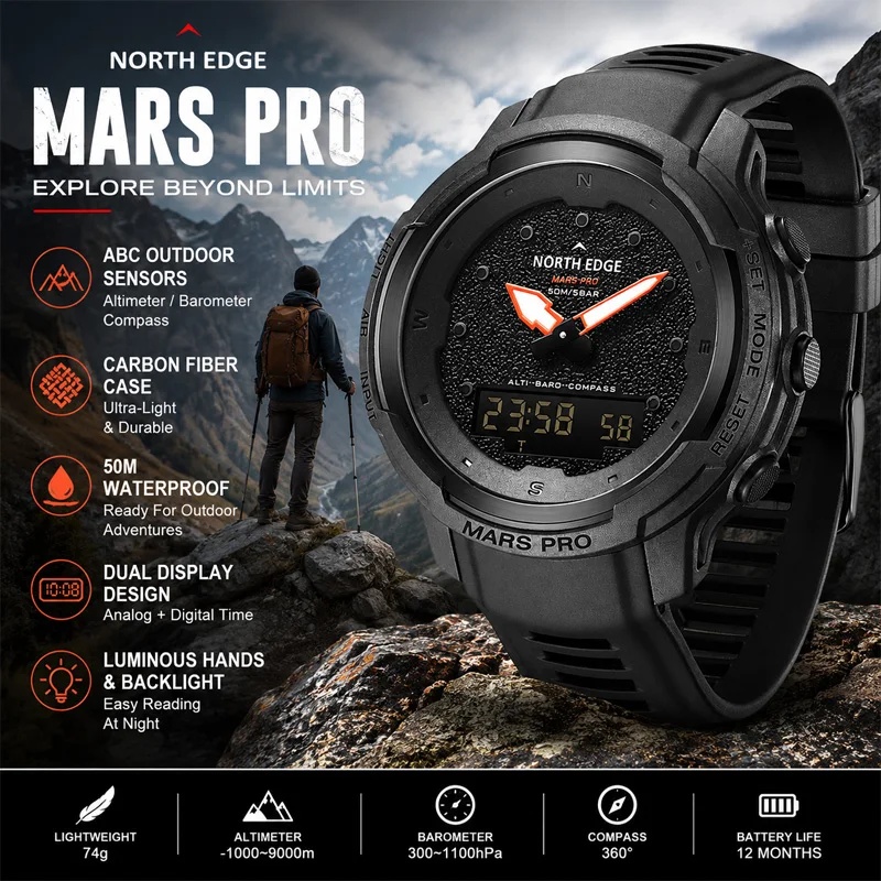 นาฬิกาข้อมือสำหรับผู้ชาย NORTH - Altimeter Compass Watch บทวิจารณ์และราคา