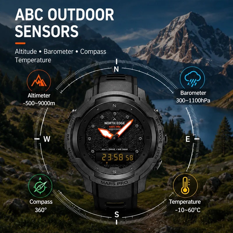 นาฬิกาข้อมือสำหรับผู้ชาย NORTH - Altimeter Compass Watch บทวิจารณ์และราคา