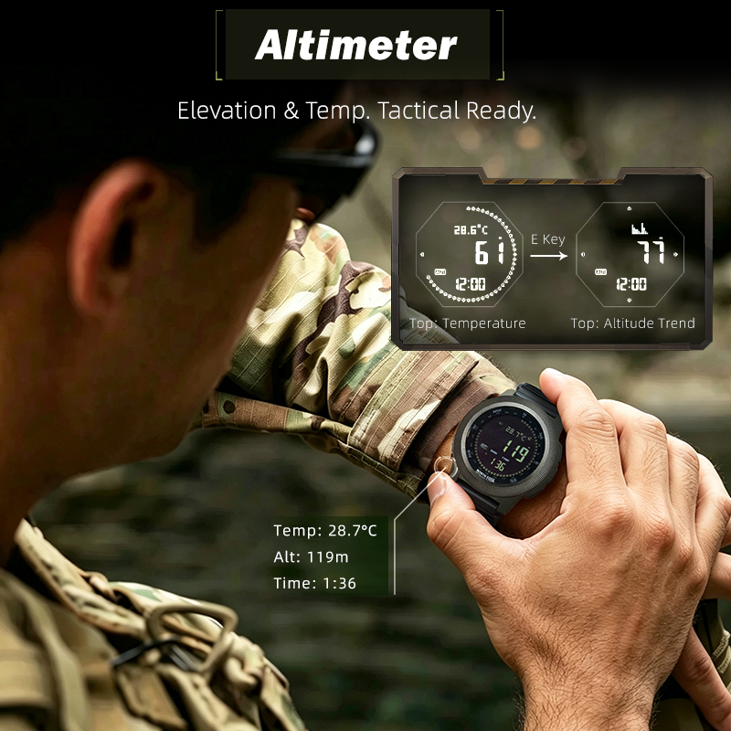 นาฬิกาทหารดิจิทัลสำหรับผู้ชาย  - Altimeter Compass Watch บทวิจารณ์และราคา